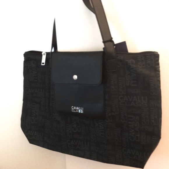Just Cavalli Cavalli Class Roberto Cavalli Tote Bag Black Big - Picture 1 of 2